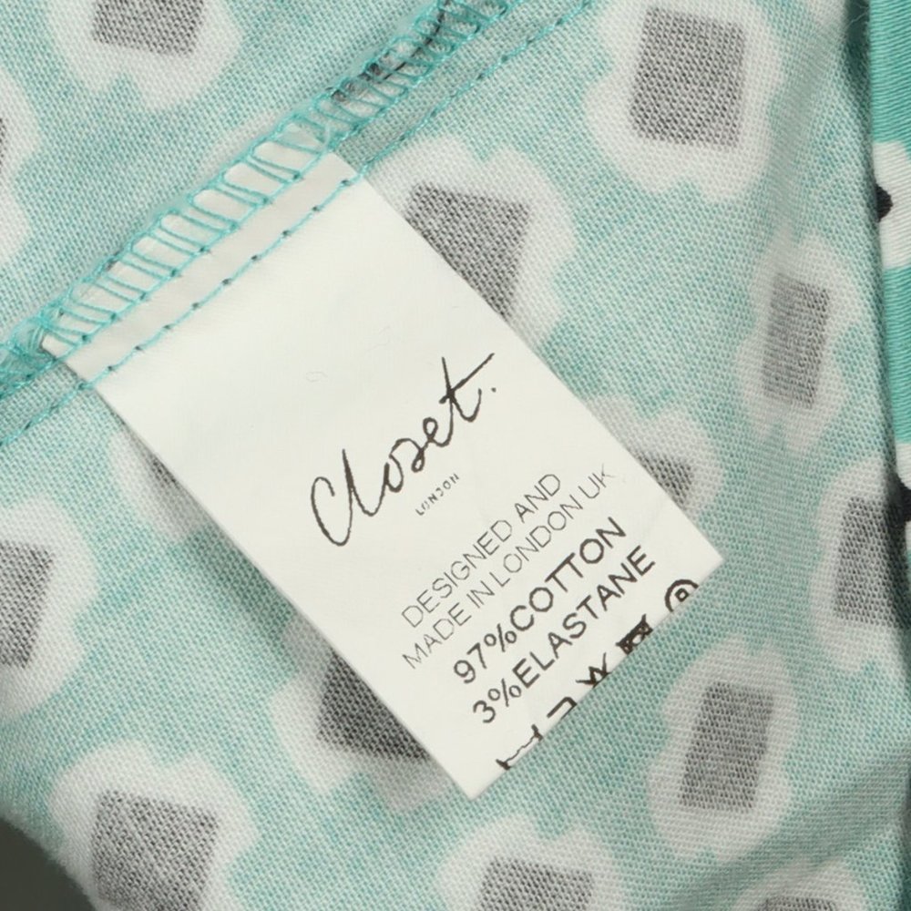 Closet London Fit & Flare Sleeveless Aqua & Black Checkered Dress with Pockets - Picture 8 of 10